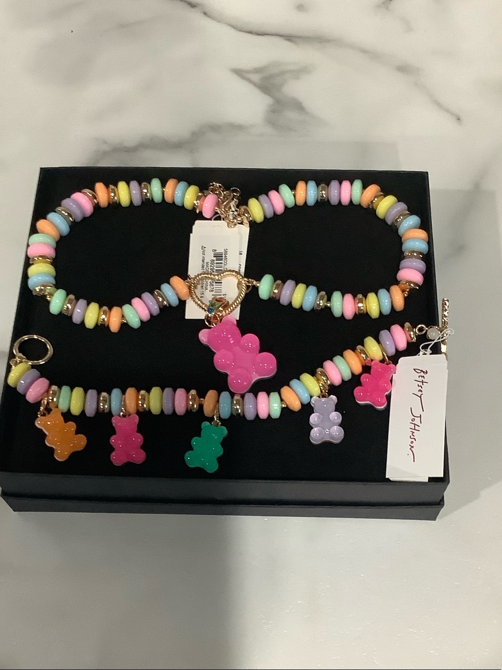 Betsey Johnson Pastel Gummy Bear Kids Necklace & Bracelet Set - Multicolor
